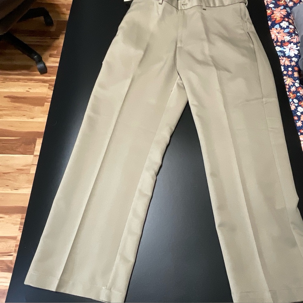 Haggar dress pants, tan size 38 x 29. Cool 18 performance. Comfort waist